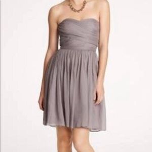 JCREW silk chiffon strapless dress in gray